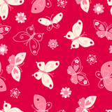 Butterfly and flowers seamless pattern