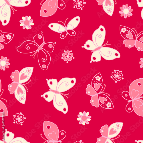 Butterfly and flowers seamless pattern © adamfaheydesigns
