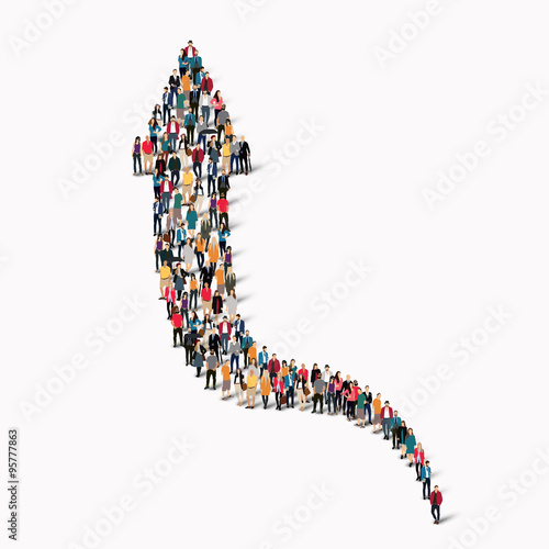 crowd people  shape  arrow direction