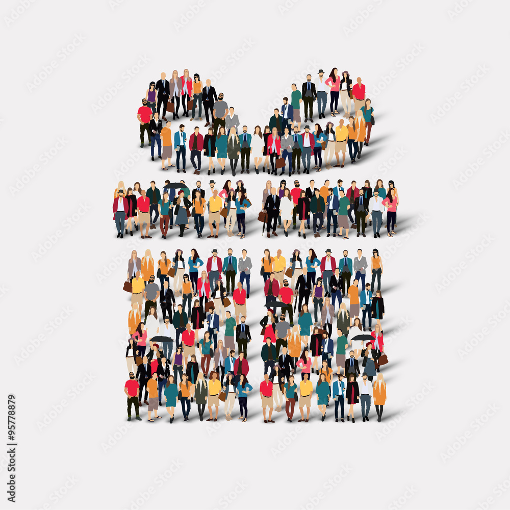 Fototapeta premium group people form gift 