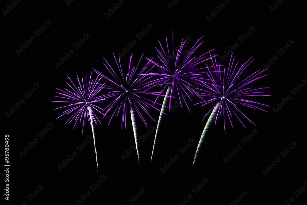 Fototapeta premium Colorful fireworks over dark sky