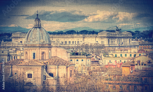 View of Rome. Retro toned photo