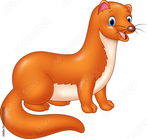 Cartoon funny Weasel isolated on white background