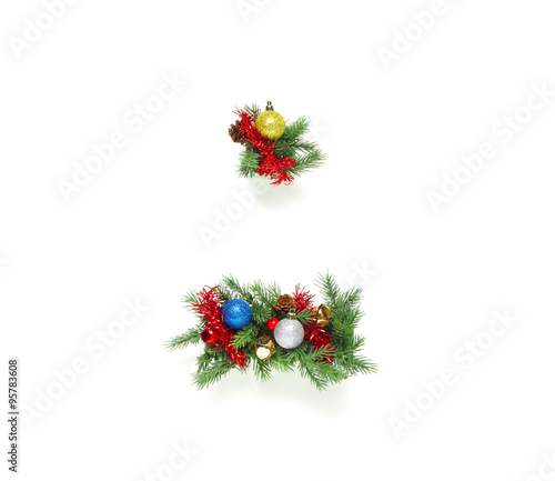 Collection of decorated Christmas tree letters and numbers