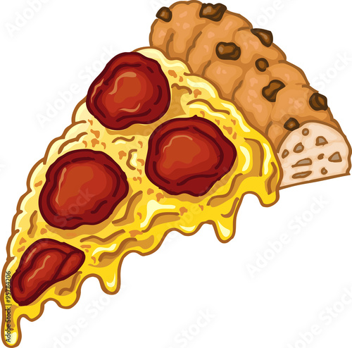 Illustration piece of tasty pizza isolated on white background
