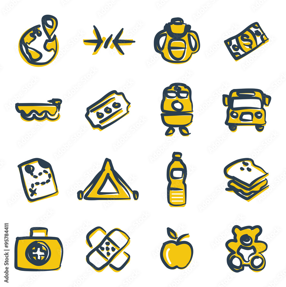 Refugees Icons Freehand 2 Color Refugees Icons Freehand 2 Color