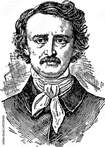Vintage portrait Edgar Allan Poe photo