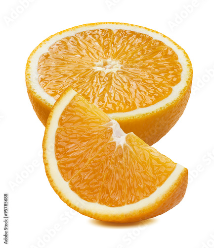 Orange half quarter piece 2 isolated on white background