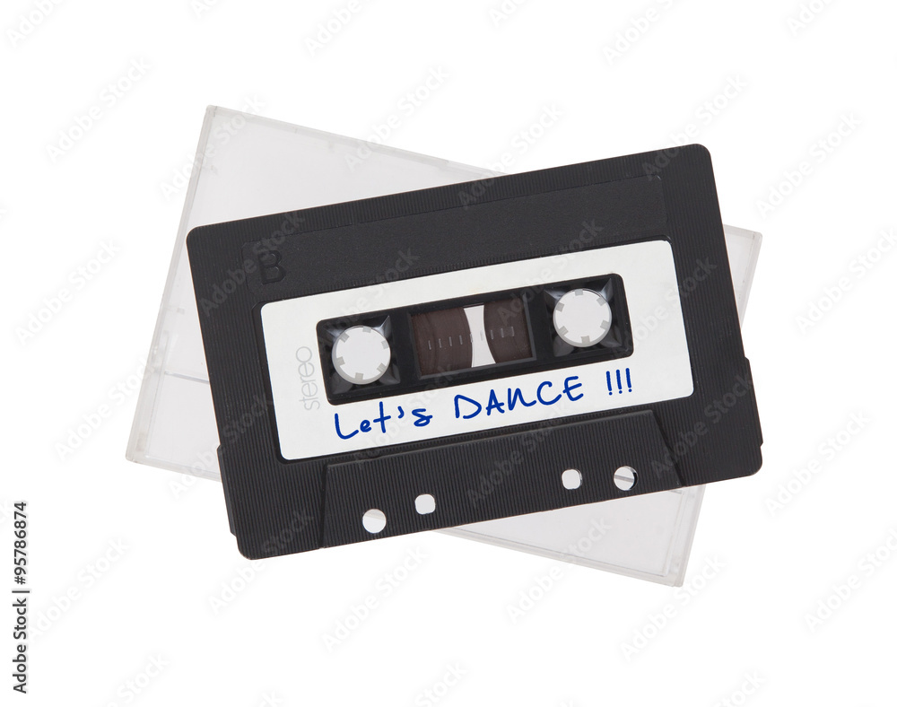 Fototapeta premium Vintage audio cassette tape, isolated on white background