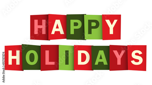 HAPPY HOLIDAYS overlapping vector letters (Christmas colours)