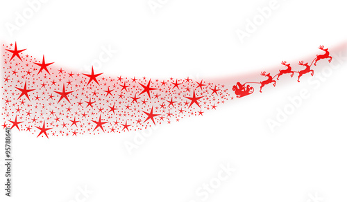 Weihnachstmann im Schlitten mit Rentieren / Sternenschweif