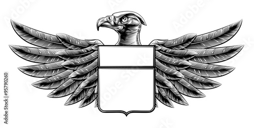 Woodcut Shield Eagle