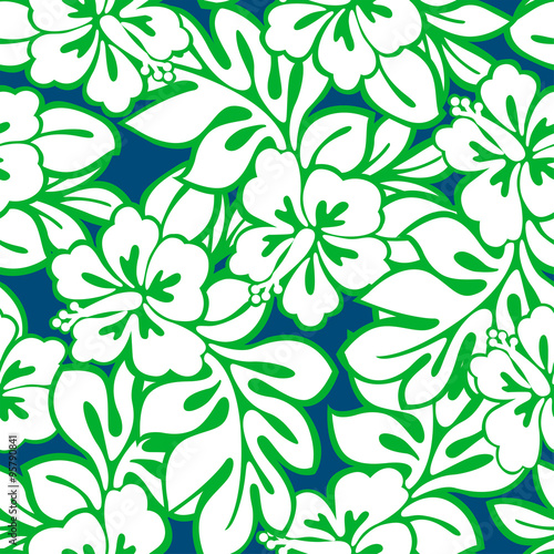 Hibiscus tropical leaves in a seamless pattern
