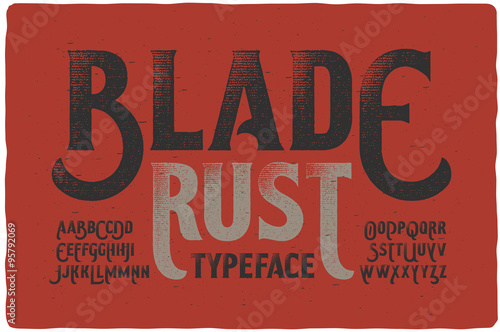 "Blade Rust" textured rough vintage typeface on bloody background