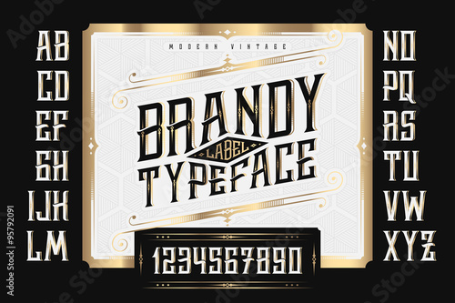 Vintage Brandy Label Typeface with classic ornate and pattern