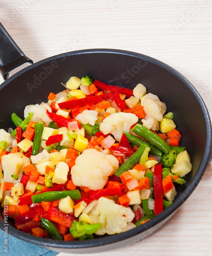 Mixed vegetables in a frying pan