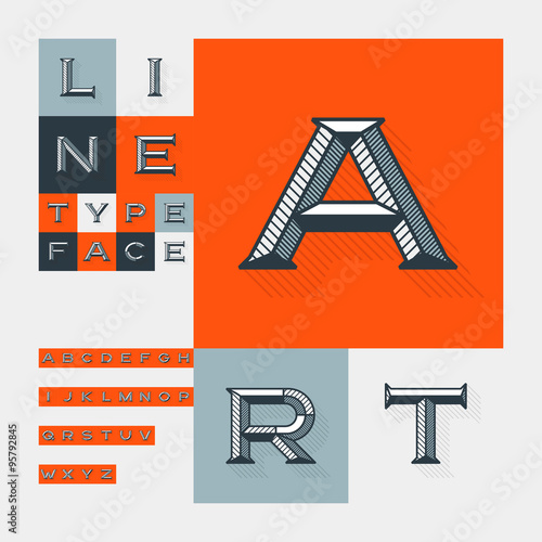 Obraz na plátne Diagonal lines beveled modern font