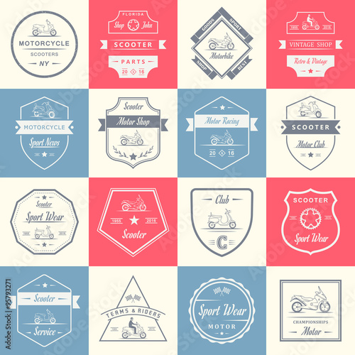 Set Vector Vintage Sign and Logos Scooter