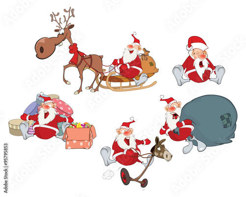 Cartoon Illustration of Santa Claus for you Design.Set Cartoon Character