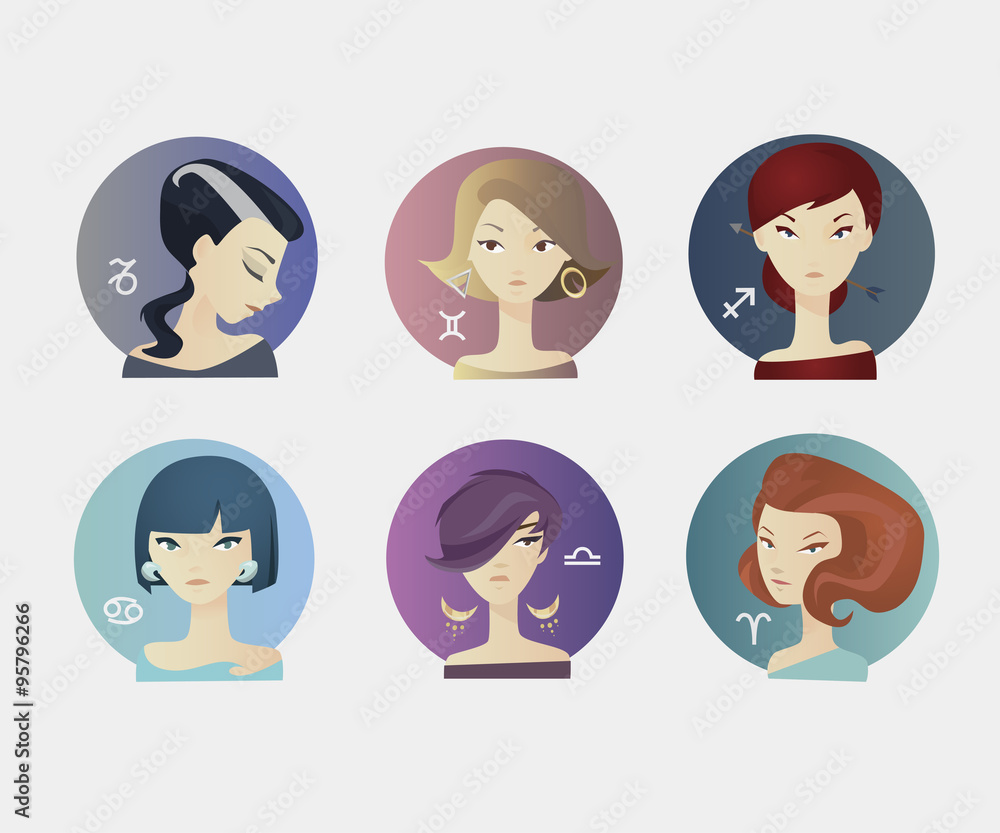 Astrological signs of zodiac part 2. Vector illustration Astrological signs of zodiac part 2. Vector illustration