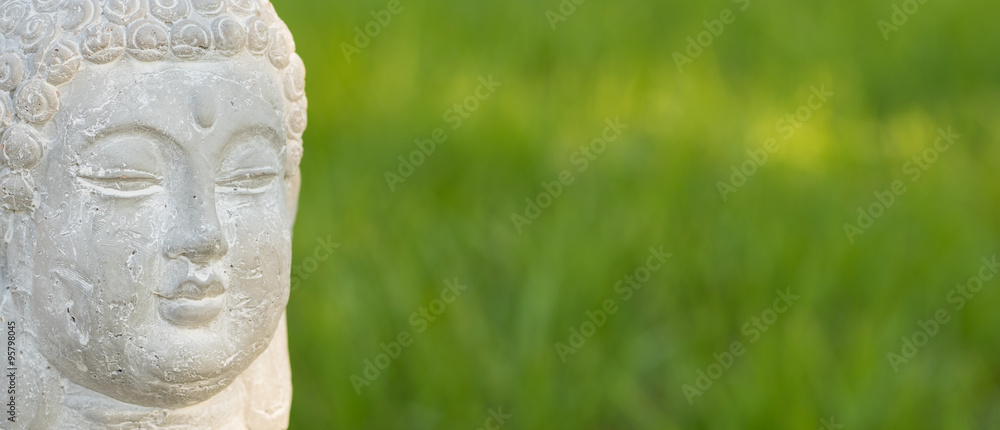 Buddha Gesicht Kopf mit Textfreiraum