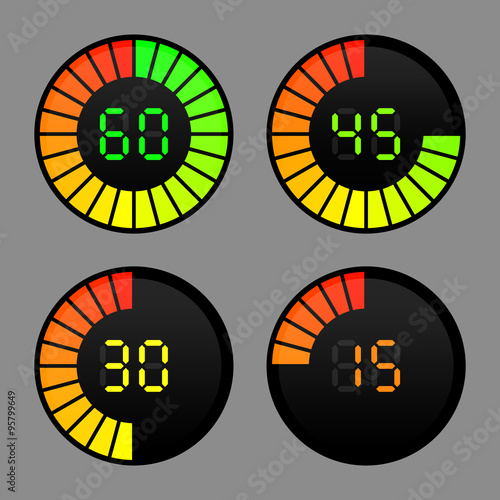 Digital timer icons set
