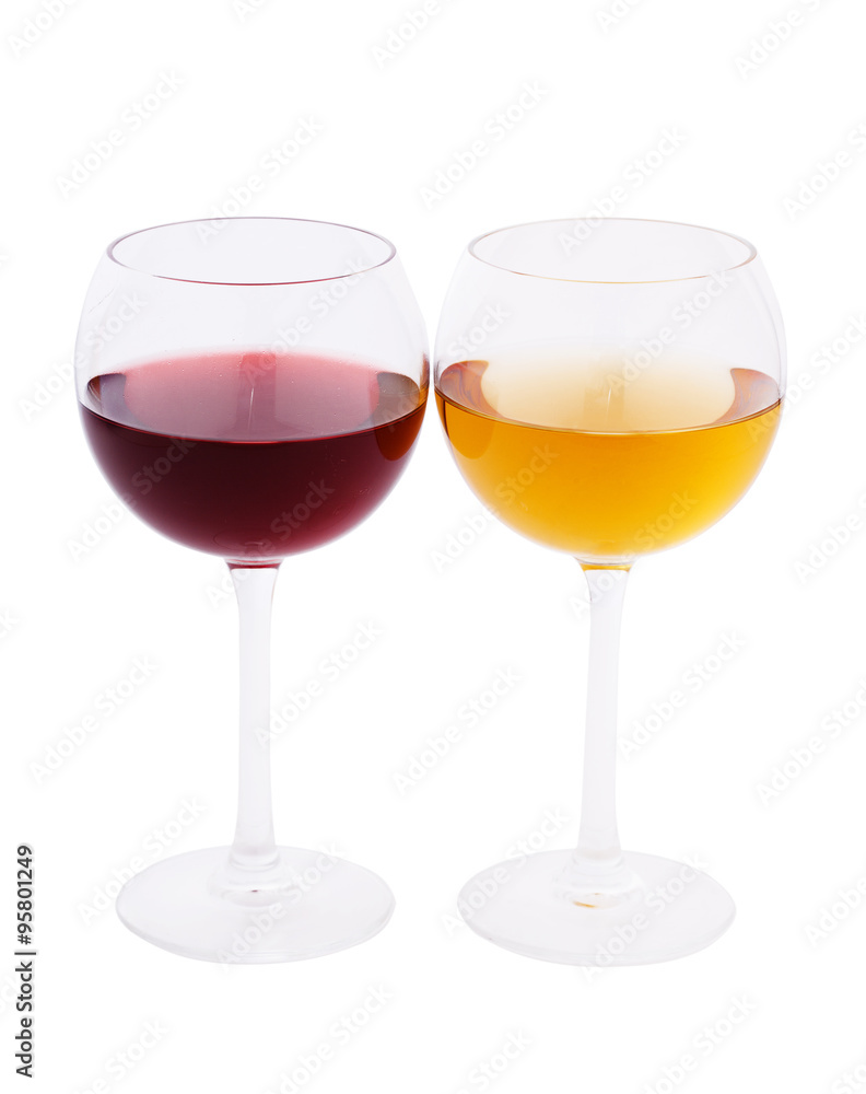 Wine bar, glasses of wine unusual perspective on white background. Wine bar, glasses of wine unusual perspective on white background.