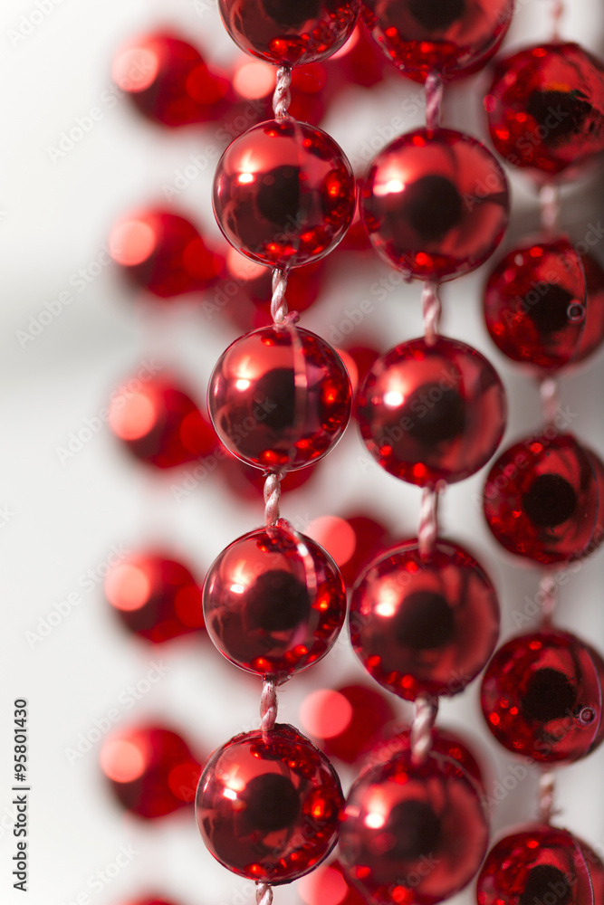 Bright red beads hanging Bright red beads hanging