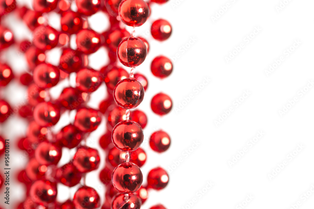 Bright red beads hanging Bright red beads hanging