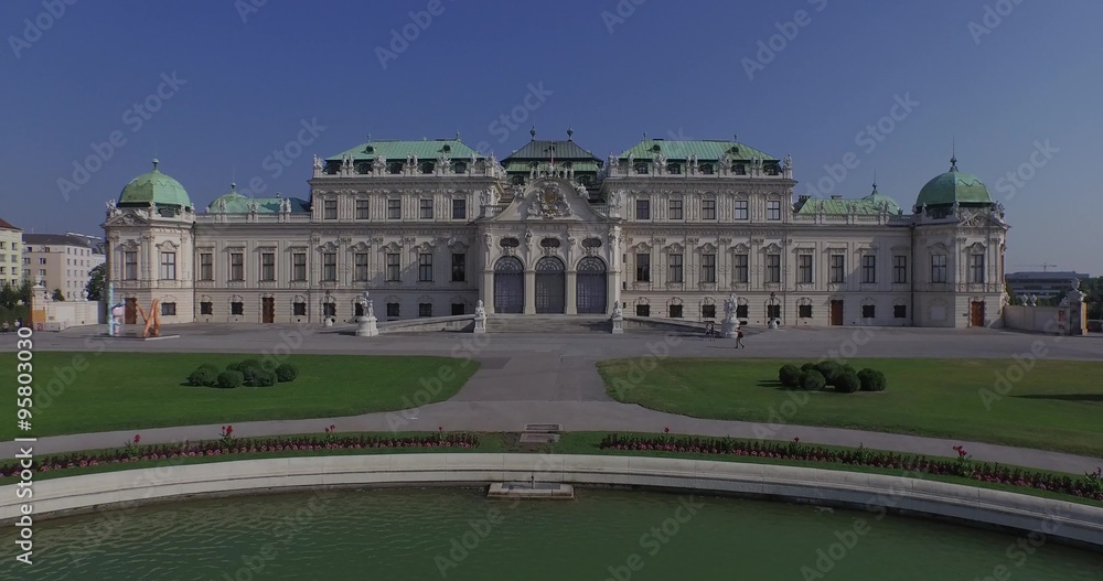 The Belvedere palace. A historic building complex in Vienna, Austria. Aerial view. 4K The Belvedere palace. A historic building complex in Vienna, Austria. Aerial view. 4K