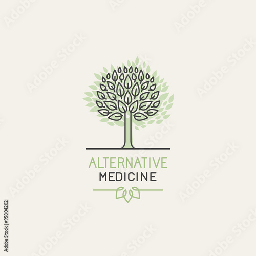 Vector herbal and alternative medicine logo design