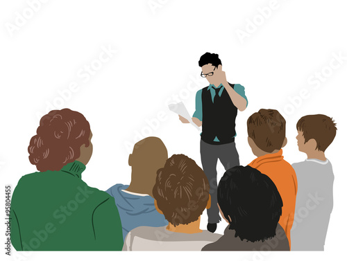 Lehrer vor einer Gruppe von Schülern