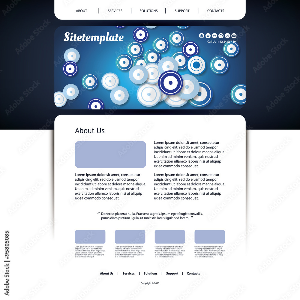 Website Design with Blue Circles in the Header