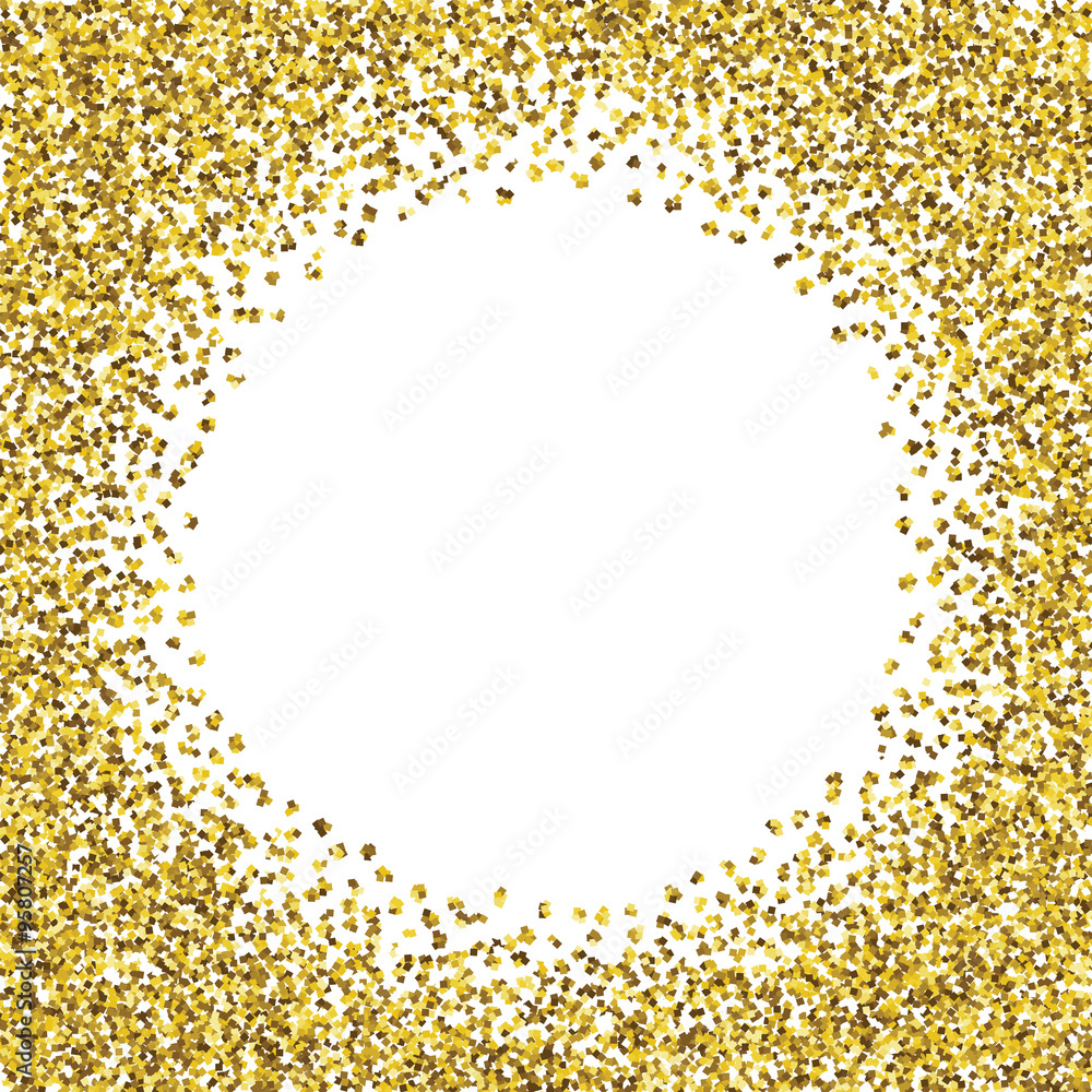 Round glitter gold frame.