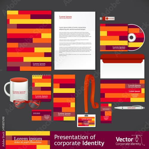 Stationery template design with line elements