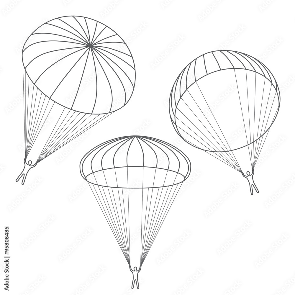 Fototapeta premium vector set of parachutes