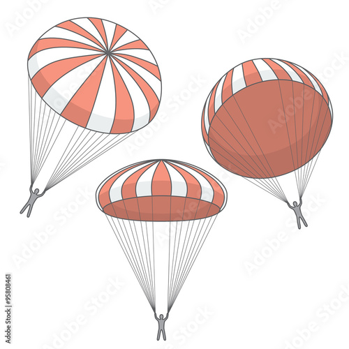 vector set of red  parachutes
