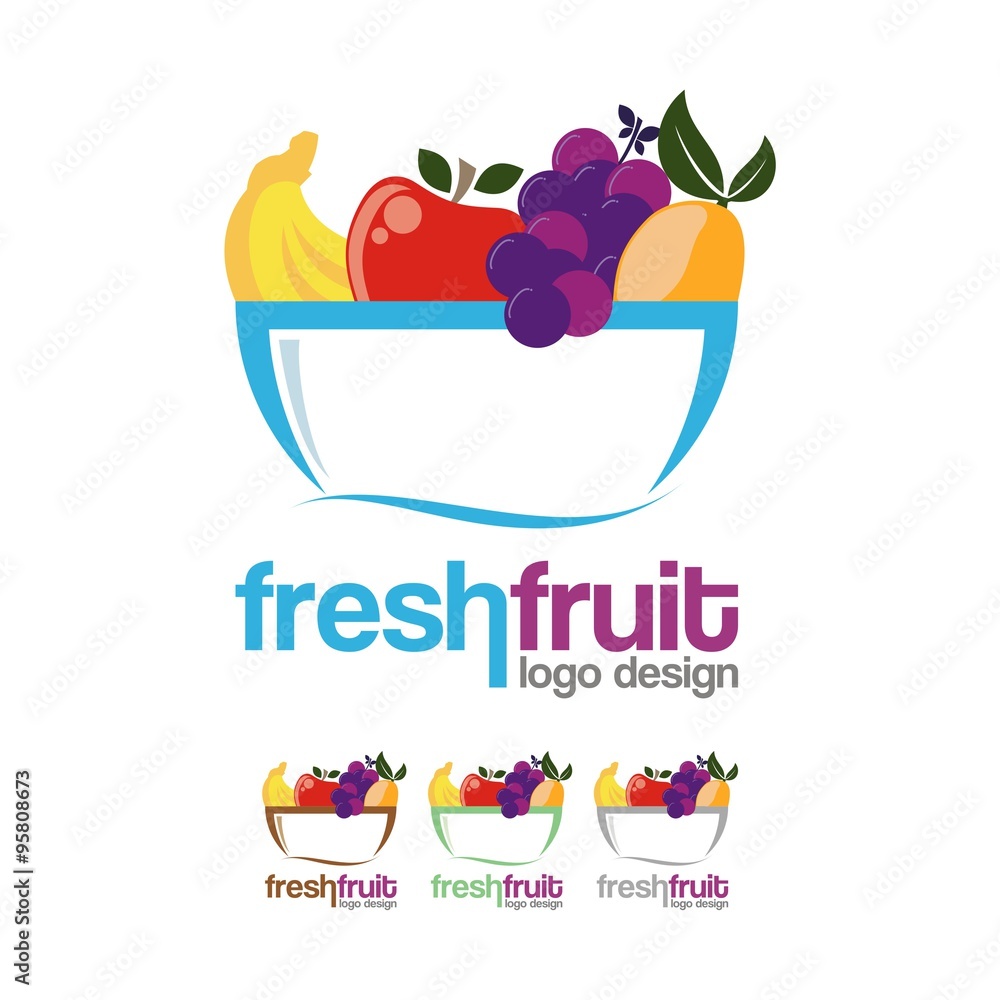 Abstract vector illustration for a logo bowl with fruit Fresh Juice. Fresh Fruit Creative Logo Design Abstract vector illustration for a logo bowl with fruit Fresh Juice. Fresh Fruit Creative Logo Design