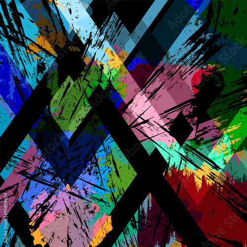 abstract background, with strokes, splashes and geometric lines,