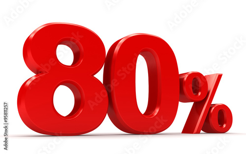 3d percentage of red on a white background