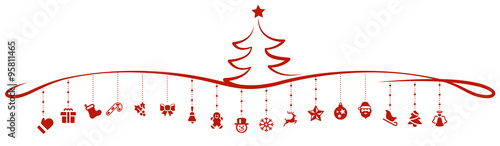 red tree christmas elements icons