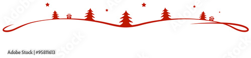 red christmas element trees stars