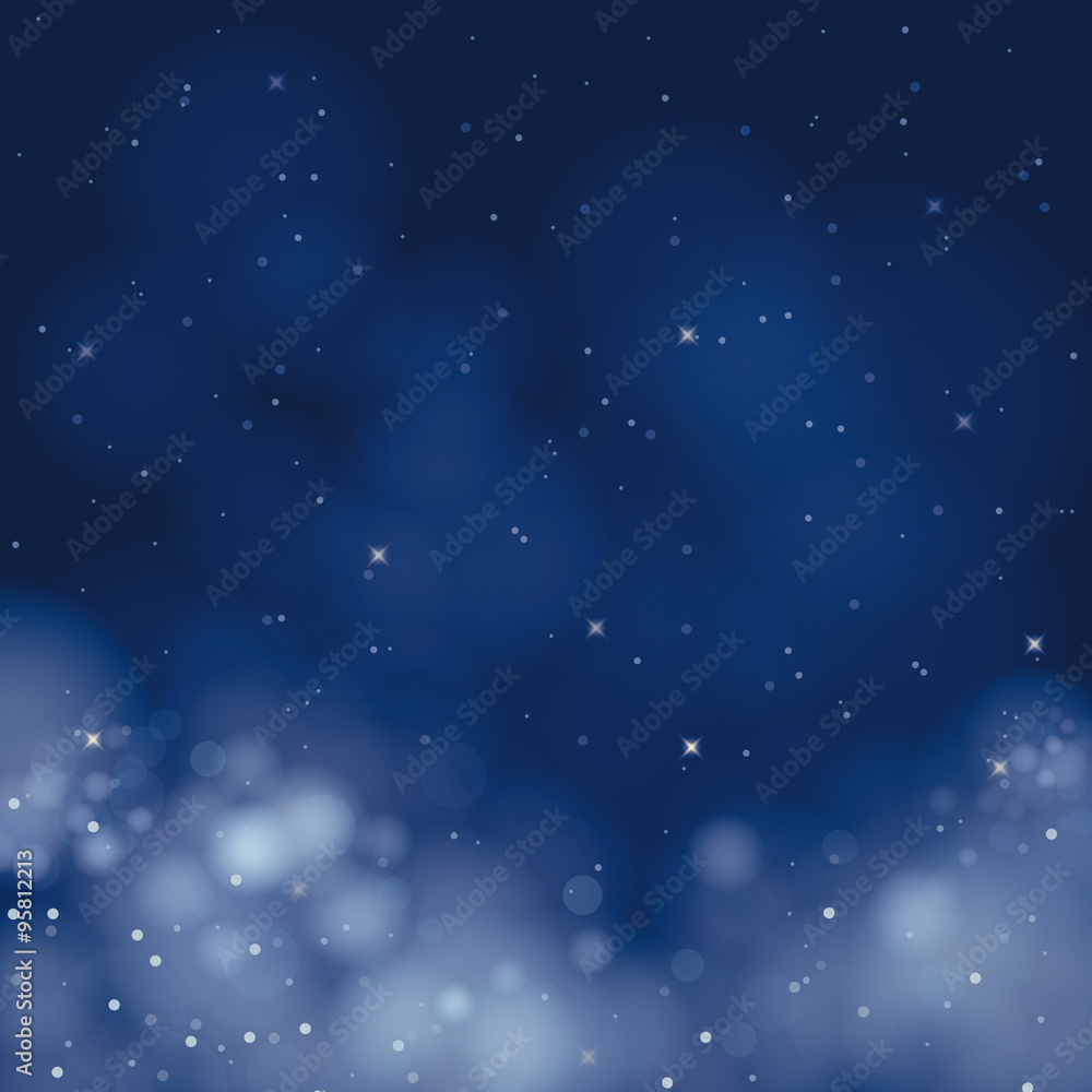 Obraz premium vector glittering stars on bokeh background