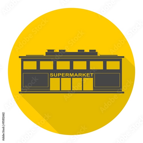 Supermarket icon with long shadow