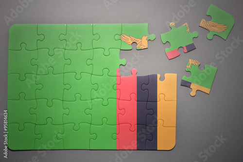 puzzle with the national flag of zambia