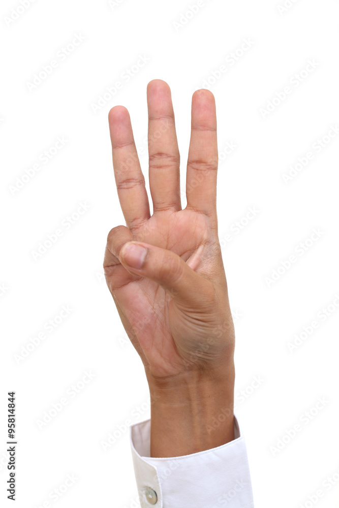 Close up of hand gesture number three Close up of hand gesture number three
