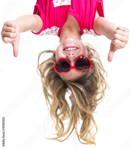 Little girl upside down