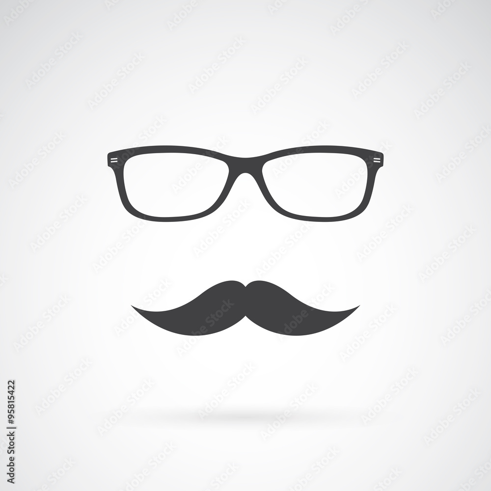 Vector image of an glasses and mustache on white background Vector image of an glasses and mustache on white background