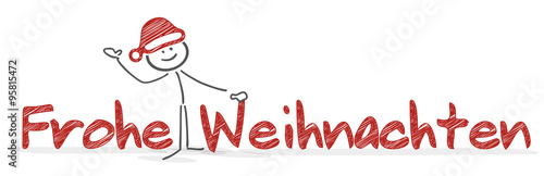 stickman red hat santa frohe weihnachten