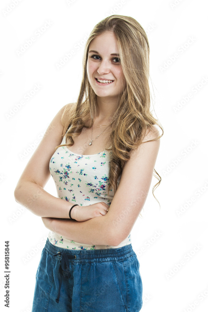 fashion look of beautiful young teen over white background fashion look of beautiful young teen over white background